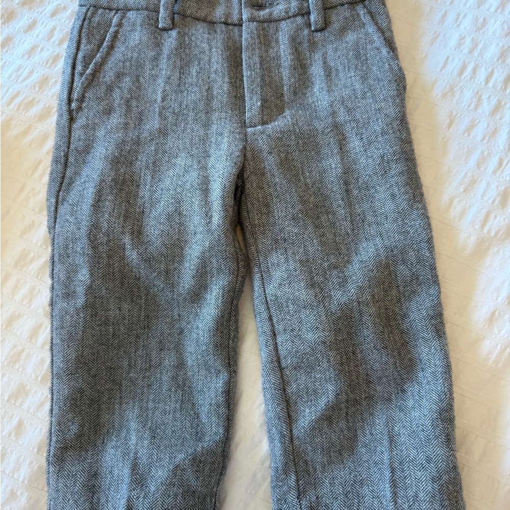 Baby Boy Gray Herringbone Pants